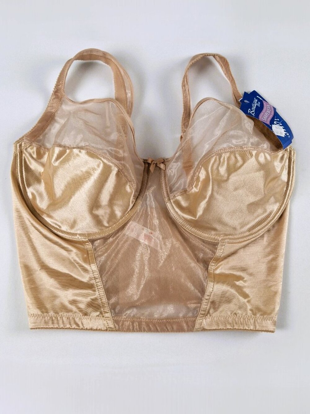 Vintage 38DD Boutique Bra Beige Shaper Corset Longline Bustier Bra Underwire
